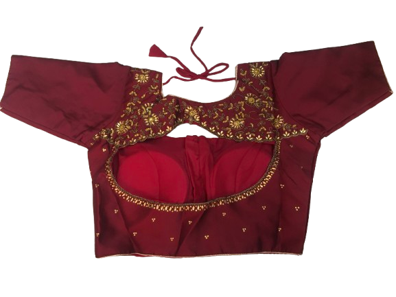 Raw Silk Maroon Designer Blouse 153
